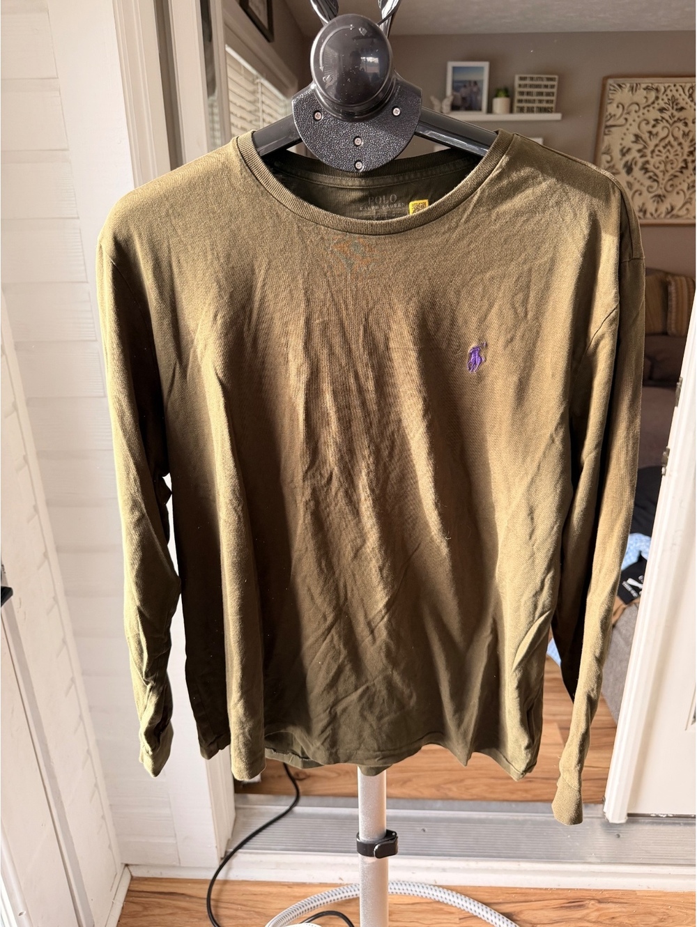 Polo Ralph Lauren Men's Long Sleeve T-Shirt Regular M Olive Green Purple Logo